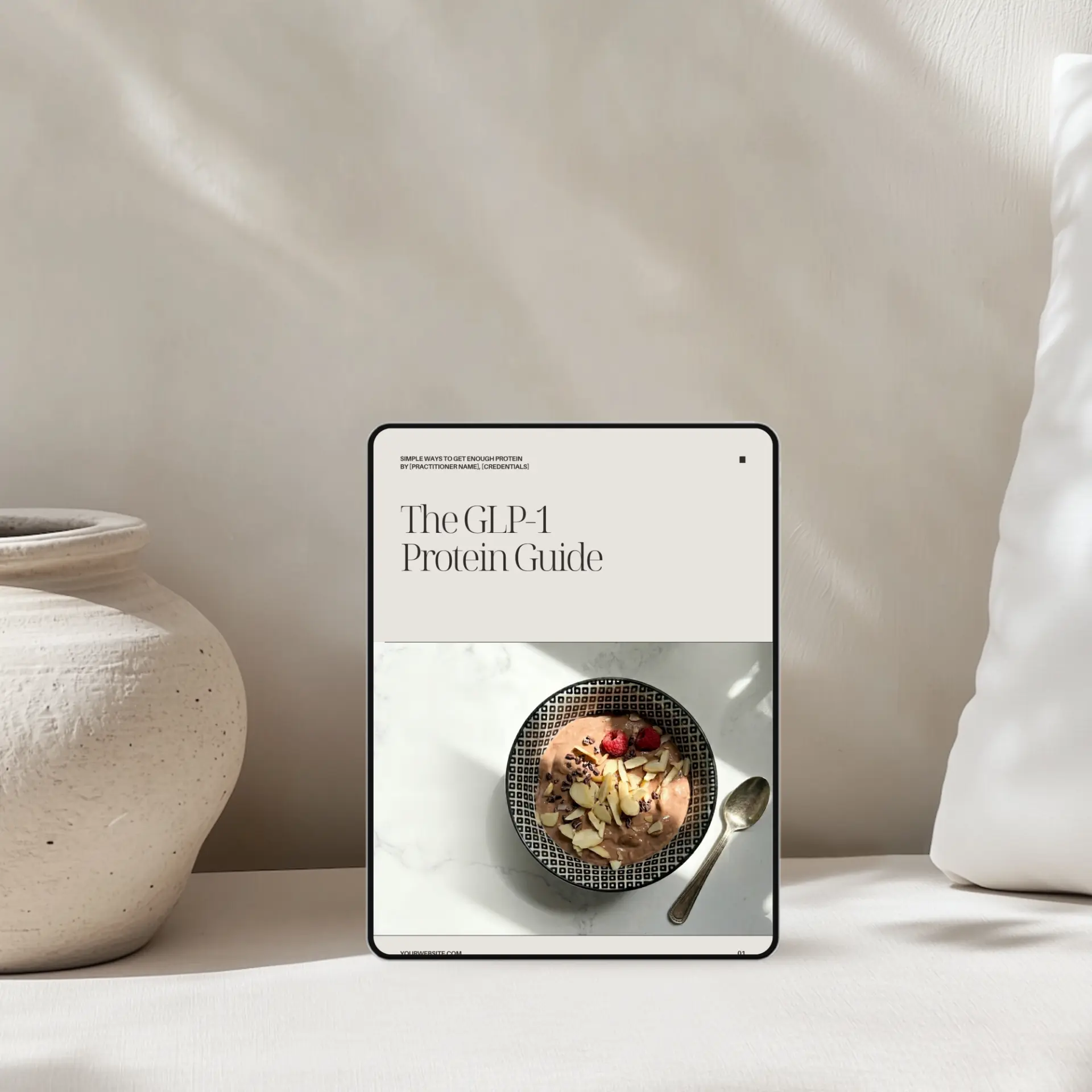 GLP-1 protein guide template on a tablet
